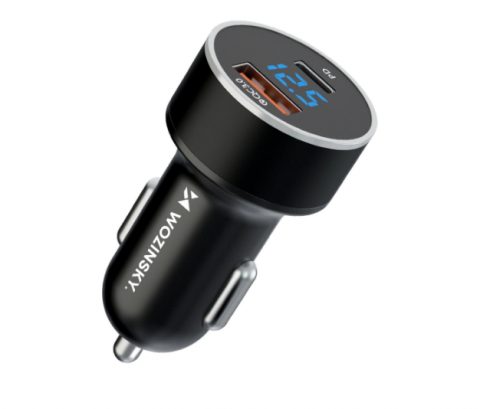 Automobilinis įkroviklis 12-24V USB + USB C 36W juodas (black) Wozinsky WDCCAC